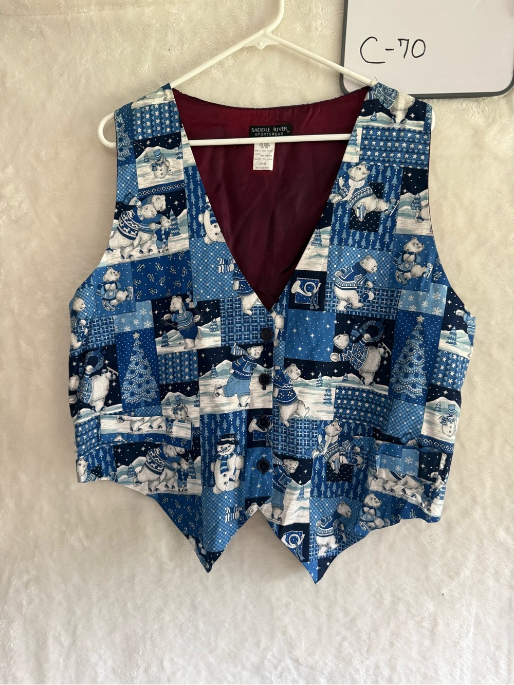 Saddle River Blue Patchwork Holiday Vest - Women's